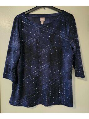 NWT Chicos Womens Sequin Embellished Tunic Top 4 (22) Whimsigoth Fairy Romantic